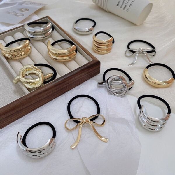 Charmlucky Metal Bow & Geometric Hair Ties - Image 4