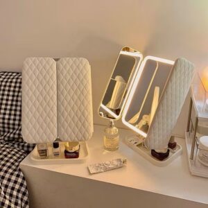 Quilted Makeup Mirror with Storage