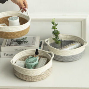 Cotton Rope Storage Basket (Woven Baskets for Snacks Jewelry Makeup )