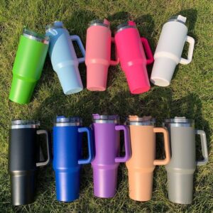 Insulated Stainless Steel Tumbler with Straw and Handle