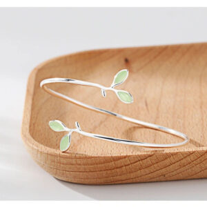 Simple Silver Grass Bangle Hand Chain