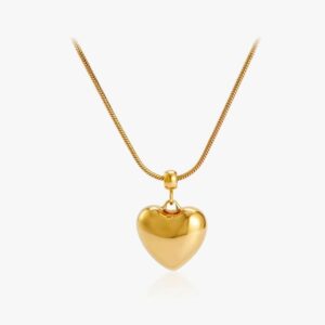 High-Polish Gold Heart Pendant Necklace