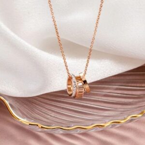 Rose Gold Intertwined Rings Necklace