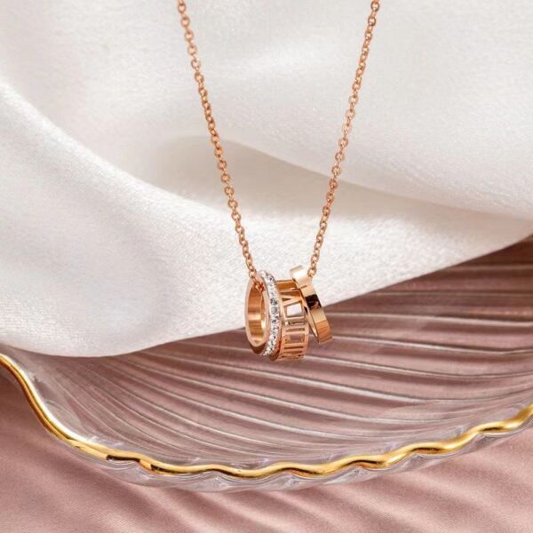 Rose Gold Intertwined Rings Necklace
