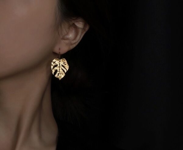 Gold-plated Palm Leaf dangle Earrings