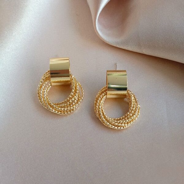 Gold Geometric Circular Earrings