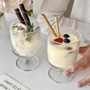 Textured Glass Stemmed Goblets
