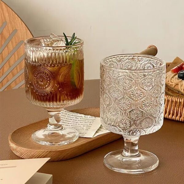 Textured Glass Stemmed Goblets - Image 6