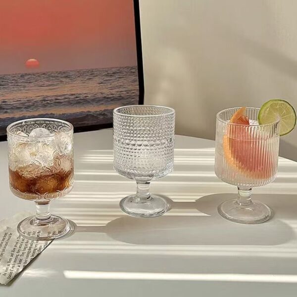 Textured Glass Stemmed Goblets - Image 7