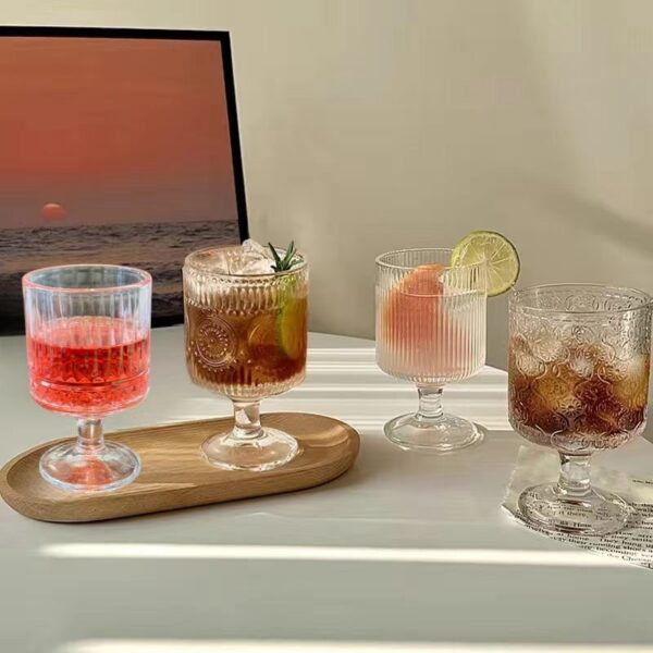 Textured Glass Stemmed Goblets - Image 8