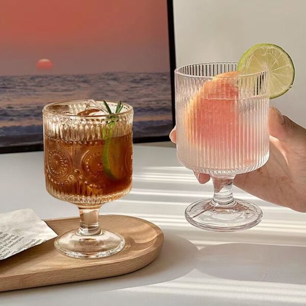Textured Glass Stemmed Goblets - Image 9