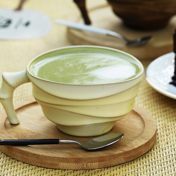 Ceramic Retro Coffee Cup with Bamboo Handle - Image 2