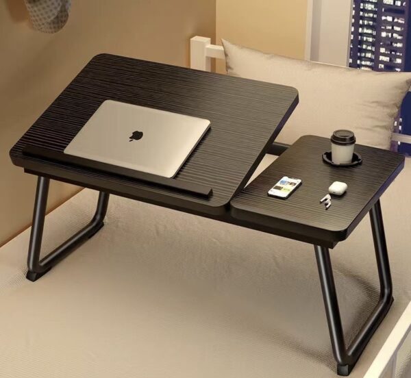 Portable Bed Desk with Tilting Top & Side Table - Image 2