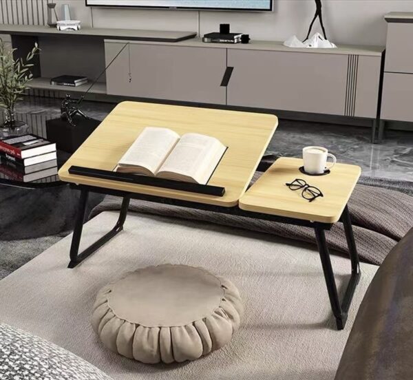 Portable Bed Desk with Tilting Top & Side Table - Image 3