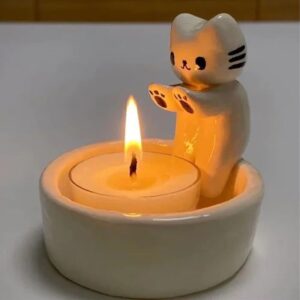 Charming Cat Candle Holder