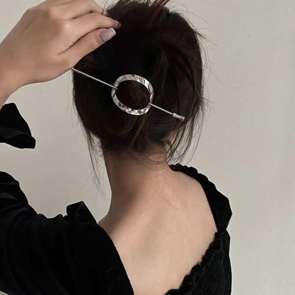 Modern Minimalist Hair Stick with Geometric Ring - Image 5