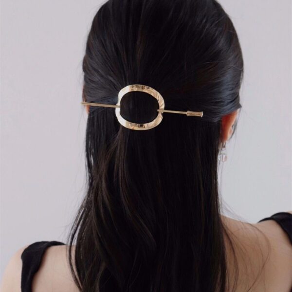 Modern Minimalist Hair Stick with Geometric Ring - Image 2